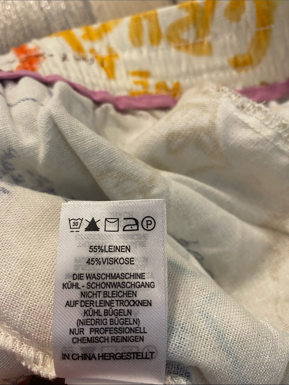 Maison d’Amelie Linen Blend Wide Leg Pull on Graphic Summer Love Arty Pants XL - Picture 11 of 11